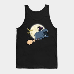 Hippo Ride Witch Shotgun Hippo Halloween Tank Top